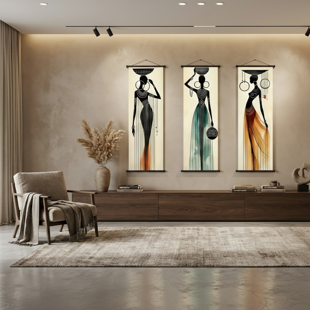 SA Luxury Heritage Silhouettes – 3-Piece Modern Canvas Triptych Set
