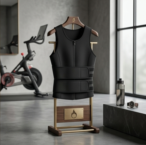 Premium Black Sauna Sweat Vest with Double Adjustable Waist Belts