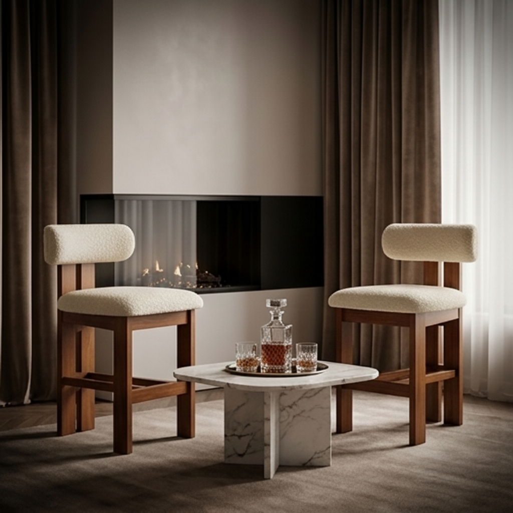 Modern Luxe Upholstered Wood Barstool