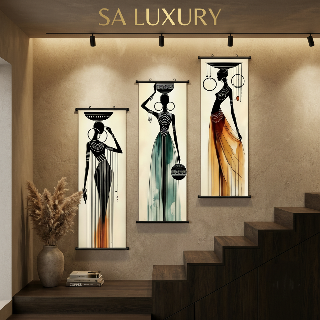 SA Luxury Heritage Silhouettes – 3-Piece Modern Canvas Triptych Set