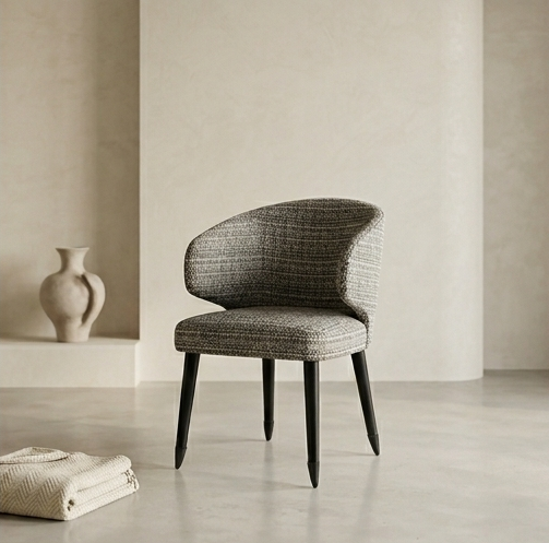 Modern Luxury Sculptural Chair – Plush Upholstery & Solid Ash Wood Frame