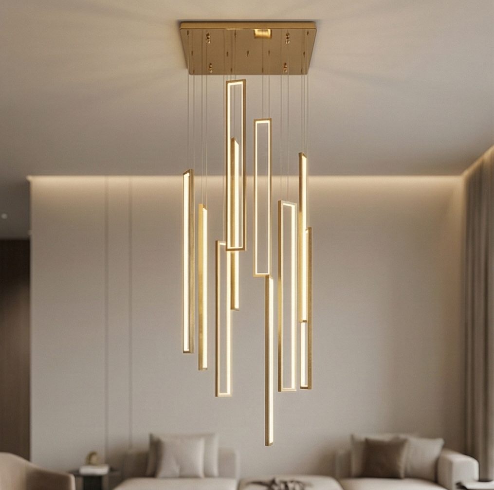 Modern Geometric Interlocking LED Chandelier