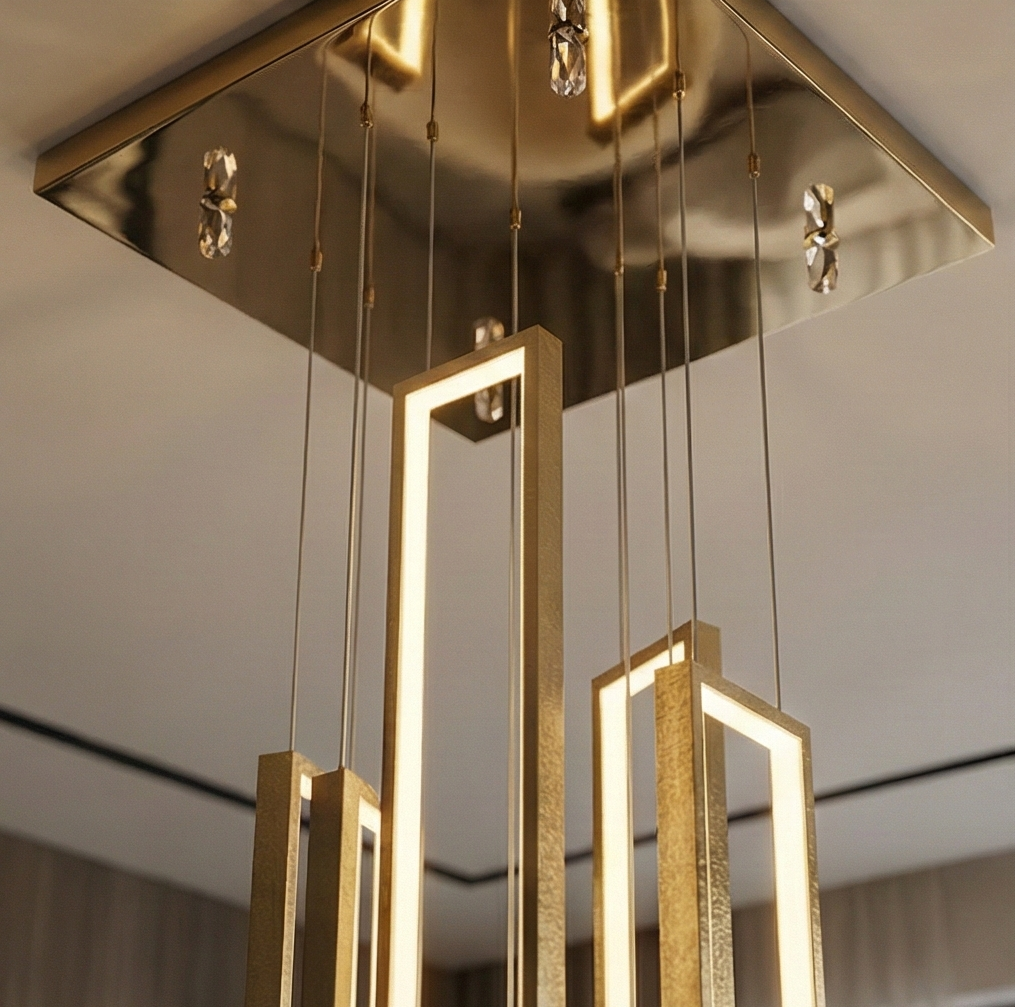 Modern Geometric Interlocking LED Chandelier