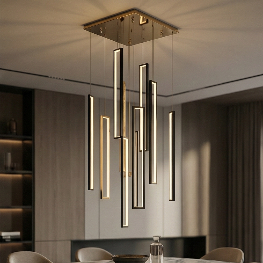 Modern Geometric Interlocking LED Chandelier
