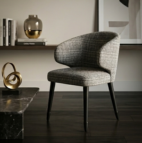 Modern Luxury Sculptural Chair – Plush Upholstery & Solid Ash Wood Frame