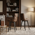 The SA Luxury Signature Tufted Leather Swivel Bar Stool