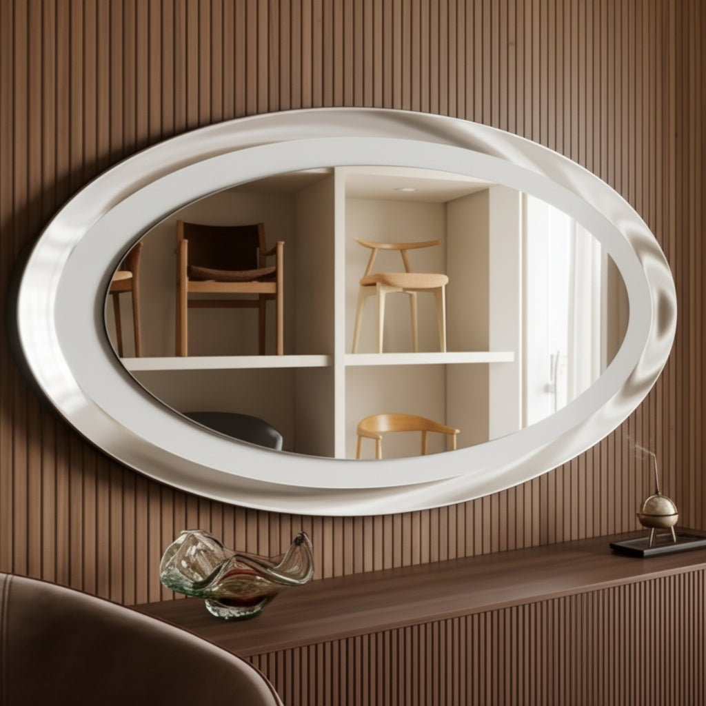 Gemma Oval Mirror – Fumé Glass Luxury Statement Piece