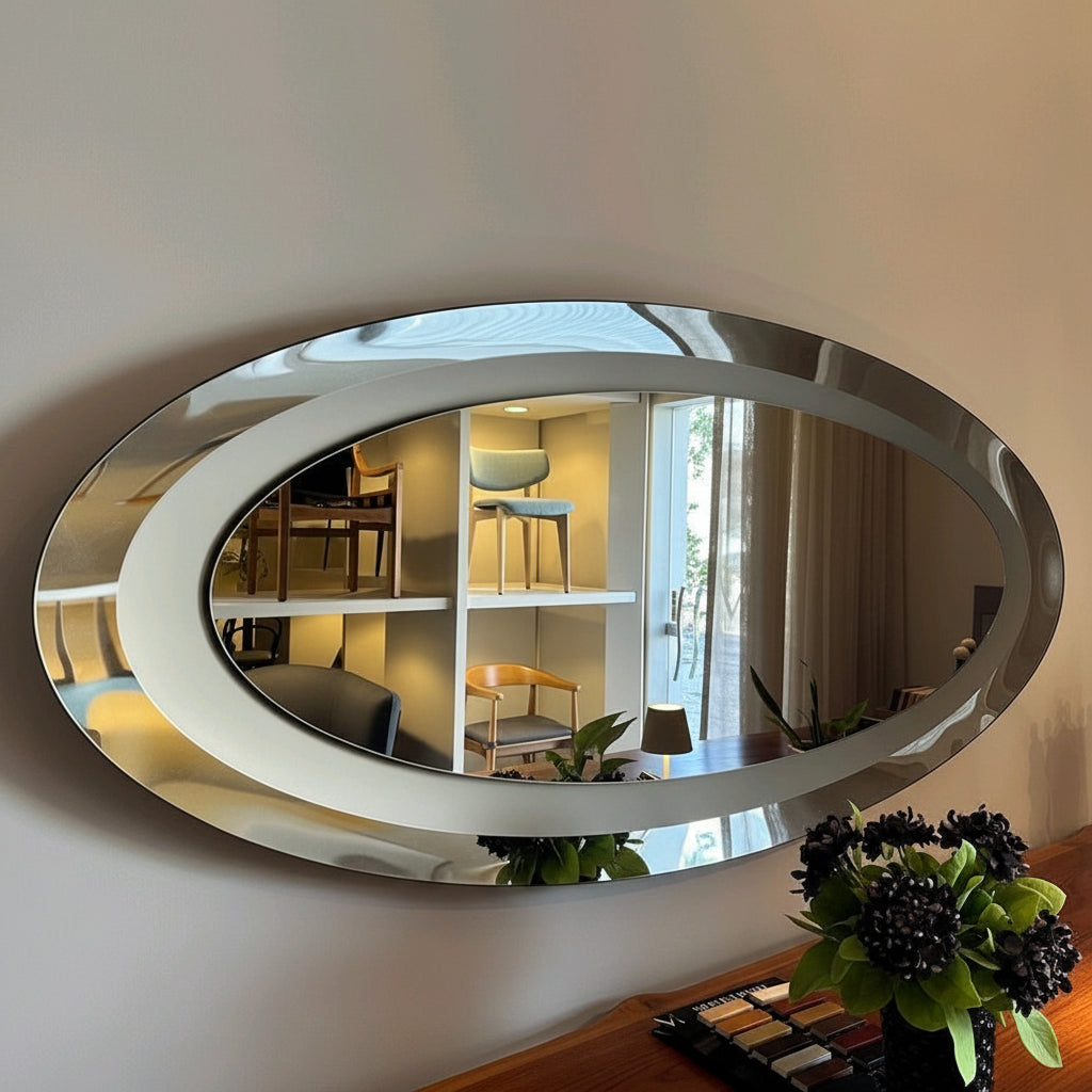 Gemma Oval Mirror – Fumé Glass Luxury Statement Piece