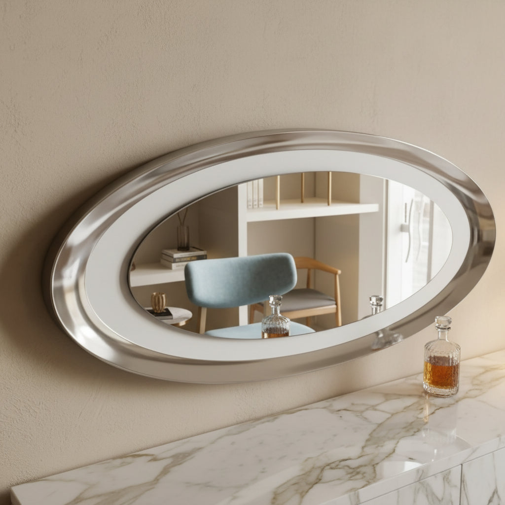 Gemma Oval Mirror – Fumé Glass Luxury Statement Piece