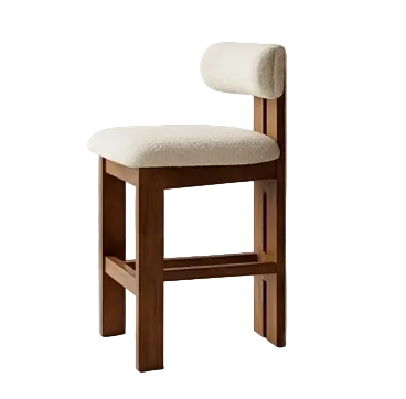 Modern Luxe Upholstered Wood Barstool