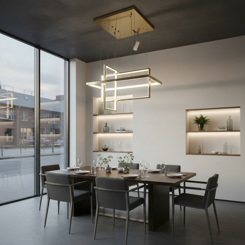 Modern Geometric Interlocking LED Chandelier