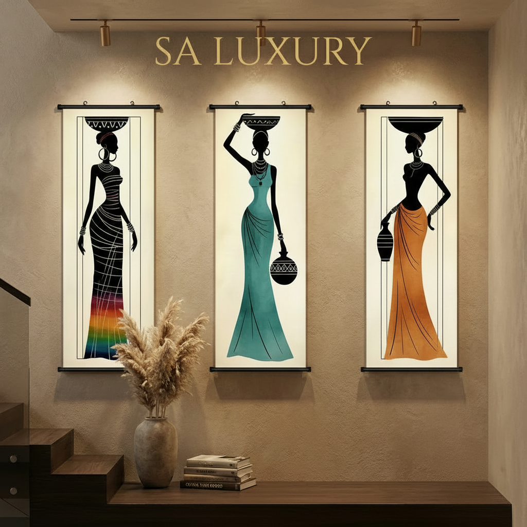 SA Luxury Heritage Silhouettes – 3-Piece Modern Canvas Triptych Set