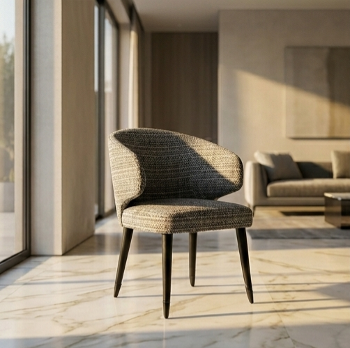 Modern Luxury Sculptural Chair – Plush Upholstery & Solid Ash Wood Frame