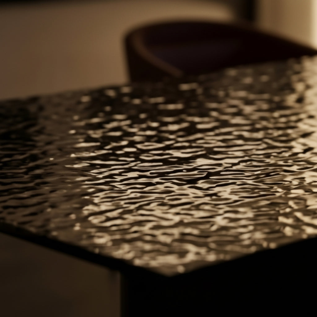 Fumé Bronze Glass Luxury Table with Sculptural Crystal Base