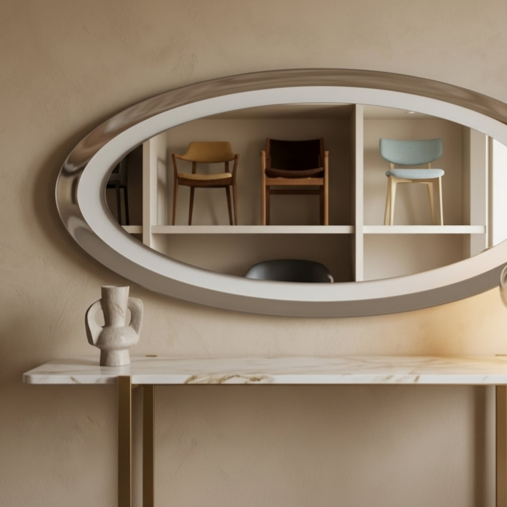 Gemma Oval Mirror – Fumé Glass Luxury Statement Piece